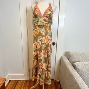 DKNY DONNA KARAN NEW‎ YORK 100% LINEN MAXI SLEEVELESS DRESS SIZE 12